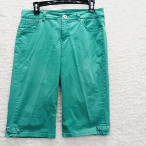 Shorts Bermuda Teal Green Brady Capri Boho Casual Coastal Grandma Resort Size 4